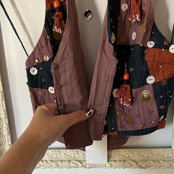 ZARA | Boho Halter Embellished Beaded Fringe Vest - Picture 7 of 15